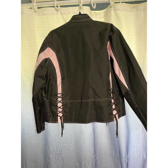 Zony Inc Womens Motocycle Jacket Size Large XL Black Pink Zip Out Lining Vents - Picture 3 of 4